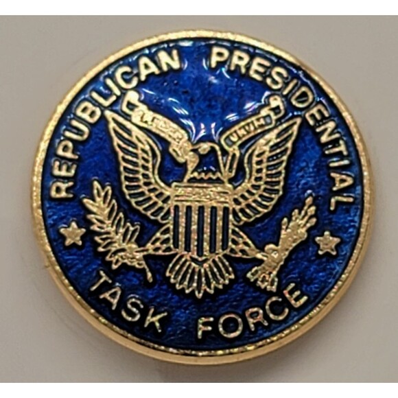 Republican Presidential Task Force Lapel Pin Blue Enamel Eagle Gold Tone Metal - Picture 10 of 17